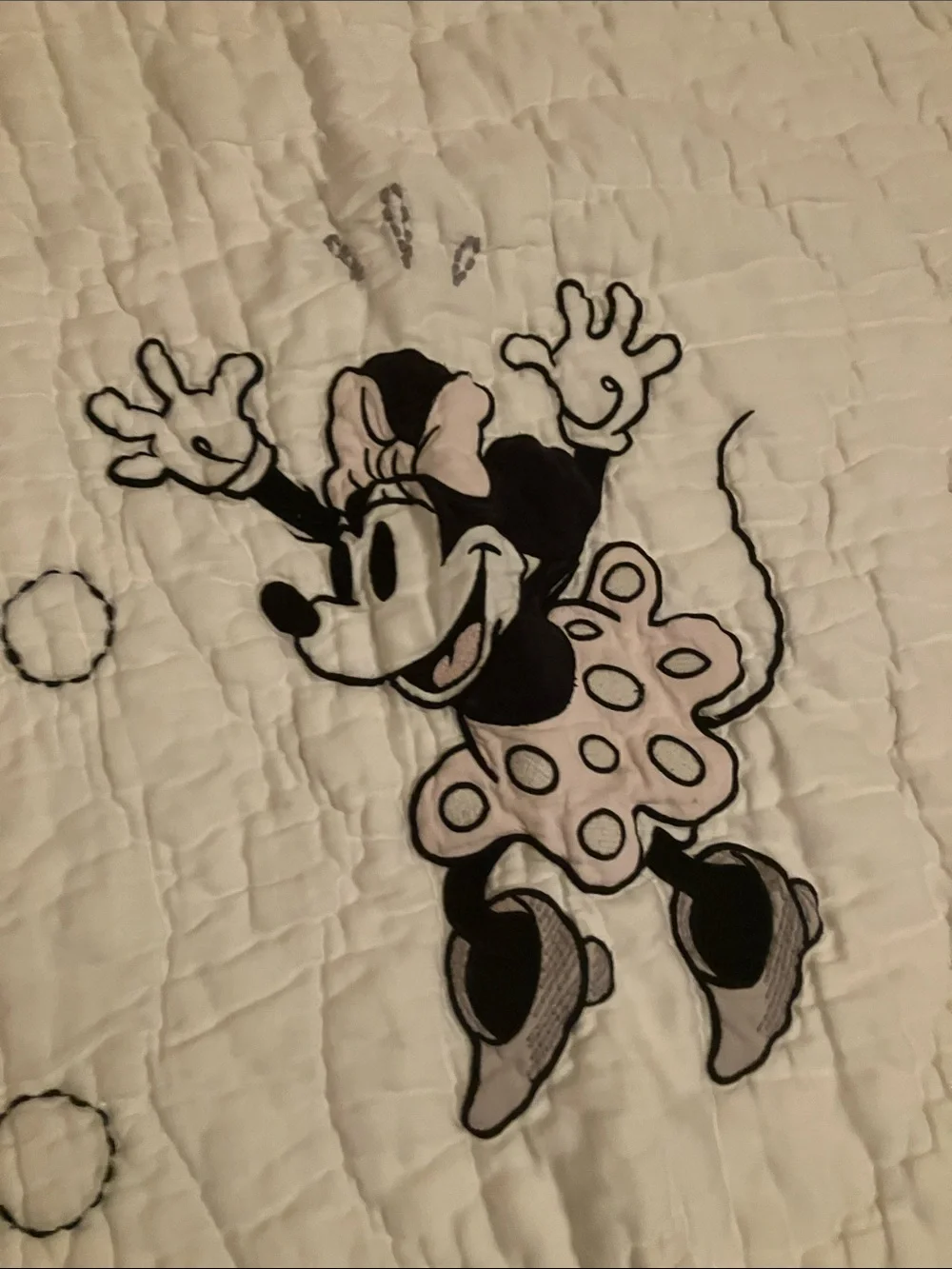 Disney Pottery Barn Kids White Quilt TWIN Minnie Mouse - Picture 5 of 5